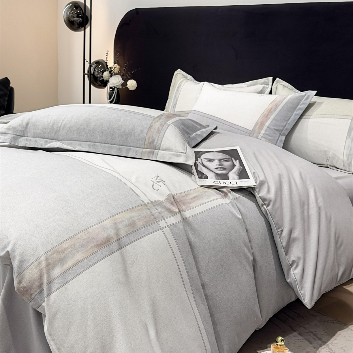 91家纺网 家纺一手货源 找家纺 喜四方 2025新款加厚全棉大版印花四件套 周末限定-灰