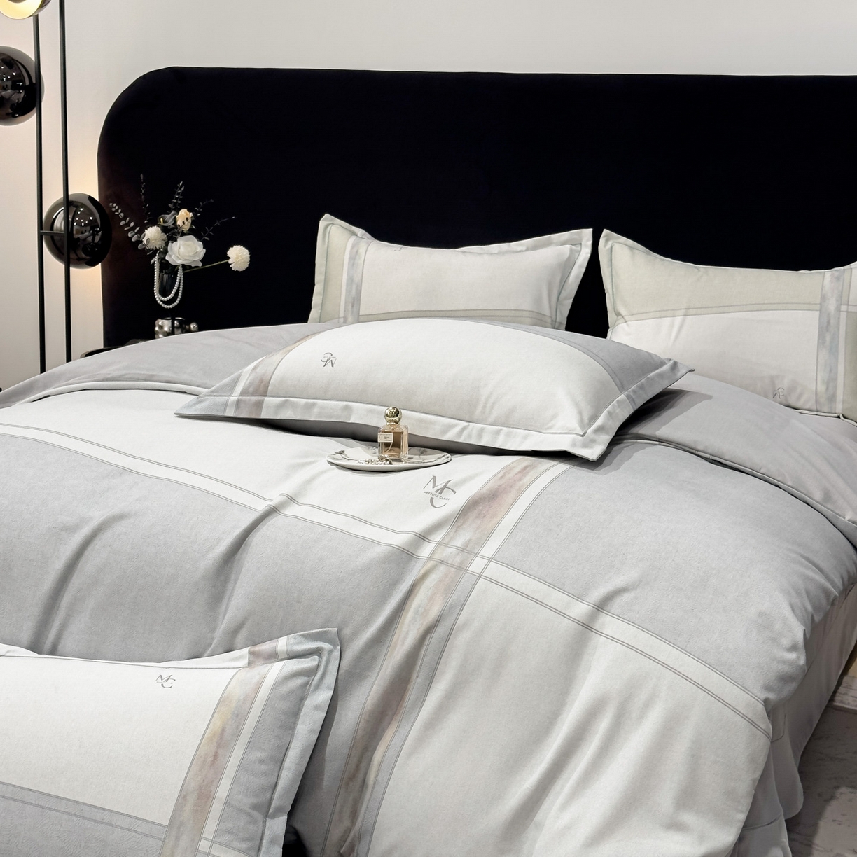 91家纺网 家纺一手货源 找家纺 喜四方 2025新款加厚全棉大版印花四件套 周末限定-灰