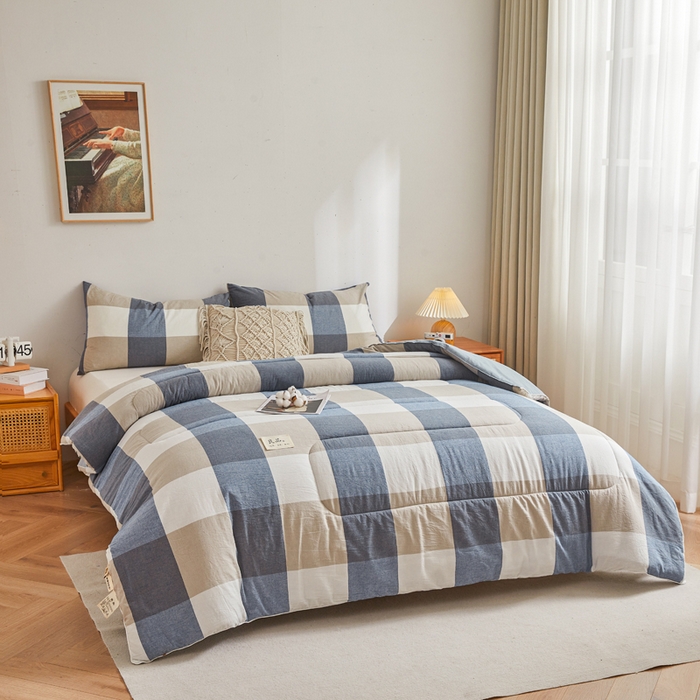 91家纺网 家纺一手货源 找家纺 小叮当家纺仓储工厂店 2025新款棉花被新疆棉花被棉絮春秋被冬被学生单人宿舍棉被褥被子被芯四季 蓝大格