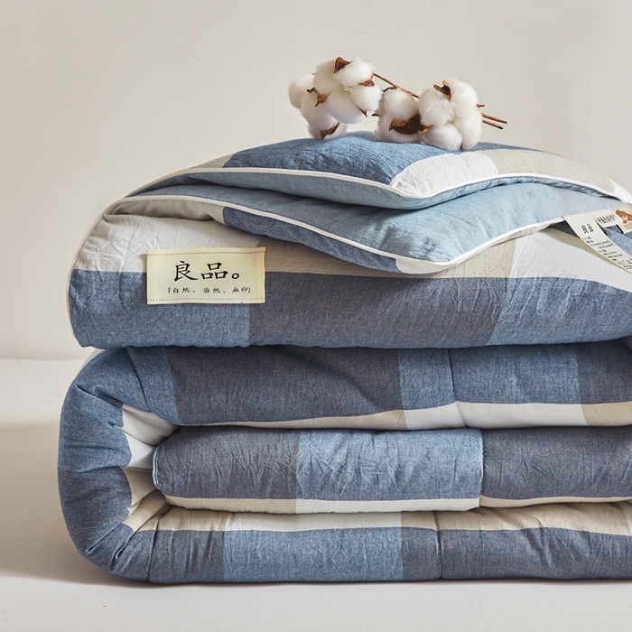 91家纺网 家纺一手货源 找家纺 小叮当家纺仓储工厂店 2025新款棉花被新疆棉花被棉絮春秋被冬被学生单人宿舍棉被褥被子被芯四季 蓝大格
