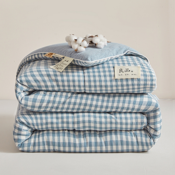 91家纺网 家纺一手货源 找家纺 小叮当家纺仓储工厂店 2025新款棉花被新疆棉花被棉絮春秋被冬被学生单人宿舍棉被褥被子被芯四季 蓝小格