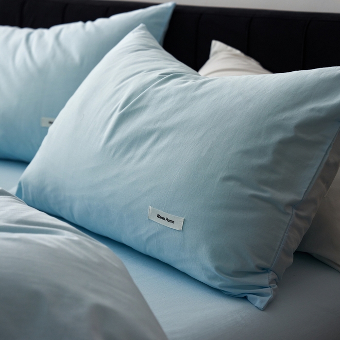 91家纺网 家纺一手货源 找家纺 （总）蓝邻家纺 2025新款A类全棉纯棉水洗棉纯色贴标系列四件套-风格一