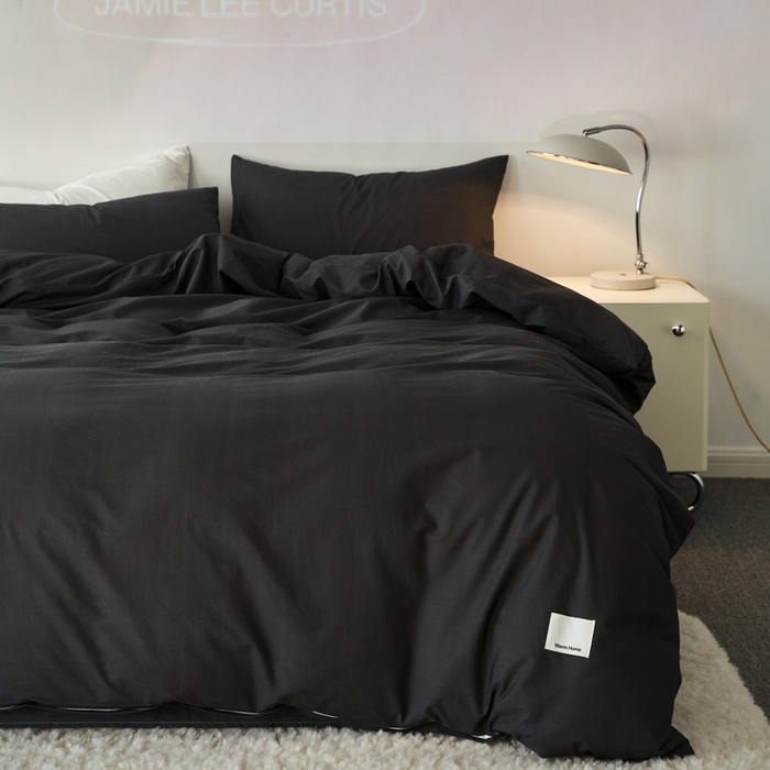 91家纺网 家纺一手货源 找家纺 （总）蓝邻家纺 2025新款A类全棉纯棉水洗棉纯色贴标系列四件套-风格一