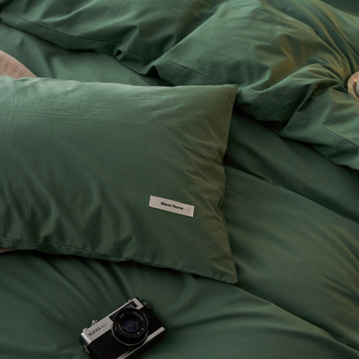 91家纺网 家纺一手货源 找家纺 蓝邻家纺 2025新款A类全棉纯棉水洗棉纯色贴标系列四件套-风格一 时尚绿