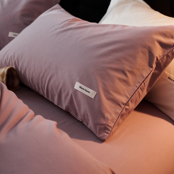 91家纺网 家纺一手货源 找家纺 蓝邻家纺 2025新款A类全棉纯棉水洗棉纯色贴标系列四件套-风格一 千黛紫