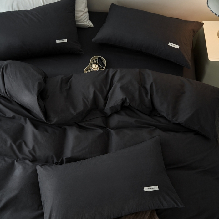 91家纺网 家纺一手货源 找家纺 蓝邻家纺 2025新款A类全棉纯棉水洗棉纯色贴标系列四件套-风格一 高级灰