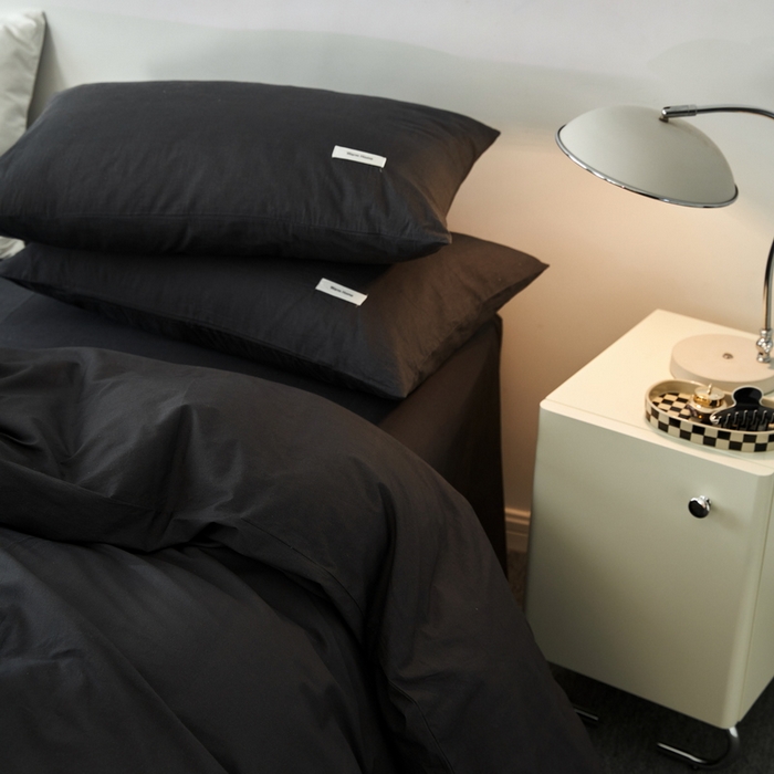 91家纺网 家纺一手货源 找家纺 蓝邻家纺 2025新款A类全棉纯棉水洗棉纯色贴标系列四件套-风格一 高级灰