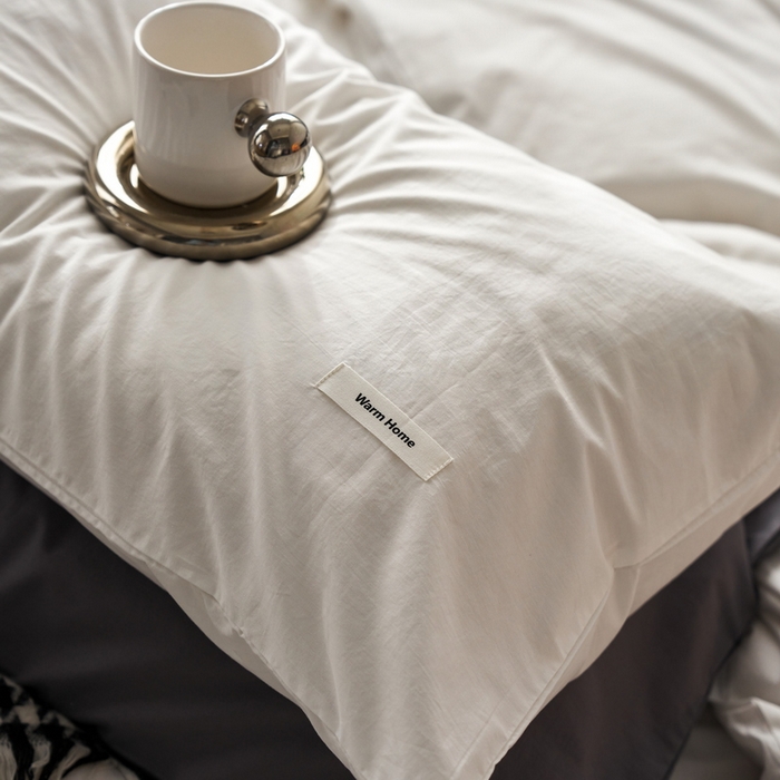 91家纺网 家纺一手货源 找家纺 蓝邻家纺 2025新款A类全棉纯棉水洗棉纯色贴标系列四件套-风格一 贵族白