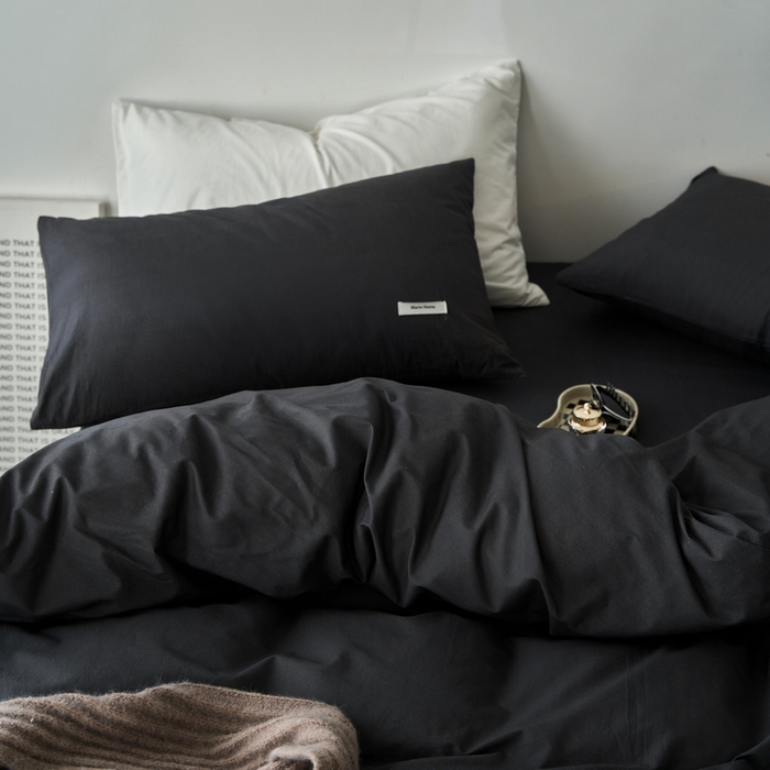 91家纺网 家纺一手货源 找家纺 蓝邻家纺 2025新款A类全棉纯棉水洗棉纯色贴标系列四件套-风格一 高级灰