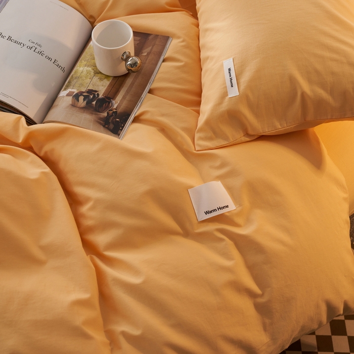 91家纺网 家纺一手货源 找家纺 蓝邻家纺 2025新款A类全棉纯棉水洗棉纯色贴标系列四件套-风格一 小雏菊