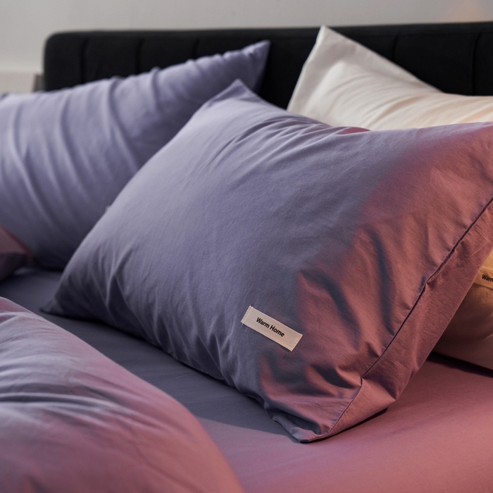 91家纺网 家纺一手货源 找家纺 蓝邻家纺 2025新款A类全棉纯棉水洗棉纯色贴标系列四件套-风格一 优雅紫