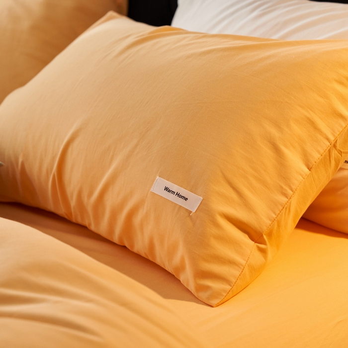 91家纺网 家纺一手货源 找家纺 蓝邻家纺 2025新款A类全棉纯棉水洗棉纯色贴标系列四件套-风格一 小雏菊