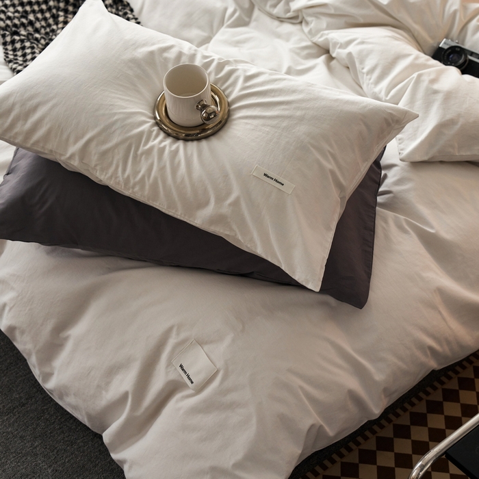 91家纺网 家纺一手货源 找家纺 蓝邻家纺 2025新款A类全棉纯棉水洗棉纯色贴标系列四件套-风格一 贵族白