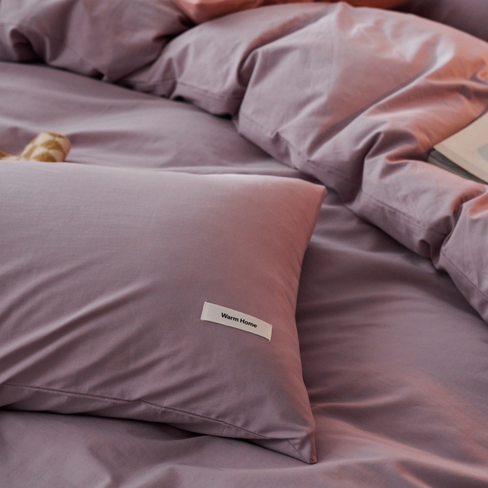 91家纺网 家纺一手货源 找家纺 蓝邻家纺 2025新款A类全棉纯棉水洗棉纯色贴标系列四件套-风格一 千黛紫