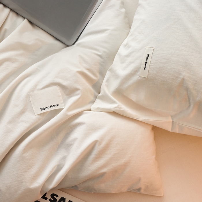 91家纺网 家纺一手货源 找家纺 蓝邻家纺 2025新款A类全棉纯棉水洗棉纯色贴标系列四件套-风格一 贵族白