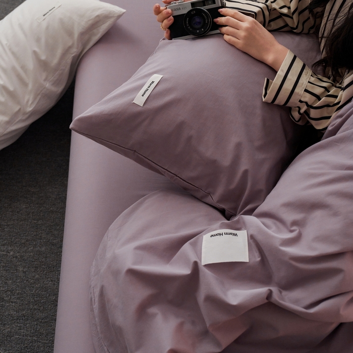 91家纺网 家纺一手货源 找家纺 蓝邻家纺 2025新款A类全棉纯棉水洗棉纯色贴标系列四件套-风格一 千黛紫