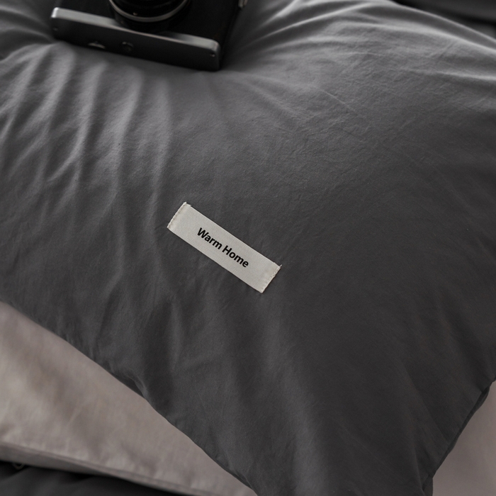 91家纺网 家纺一手货源 找家纺 蓝邻家纺 2025新款A类全棉纯棉水洗棉纯色贴标系列四件套-风格一 星辰灰