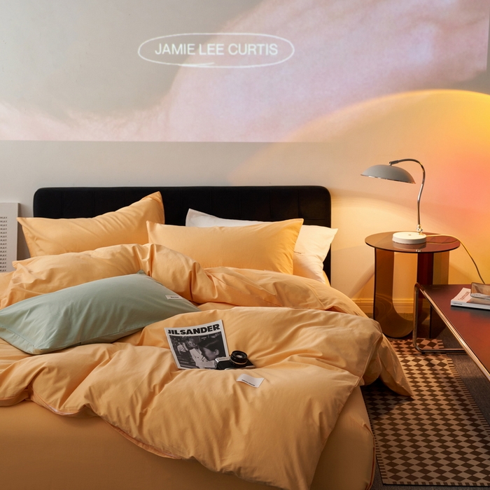 91家纺网 家纺一手货源 找家纺 蓝邻家纺 2025新款A类全棉纯棉水洗棉纯色贴标系列四件套-风格一 小雏菊