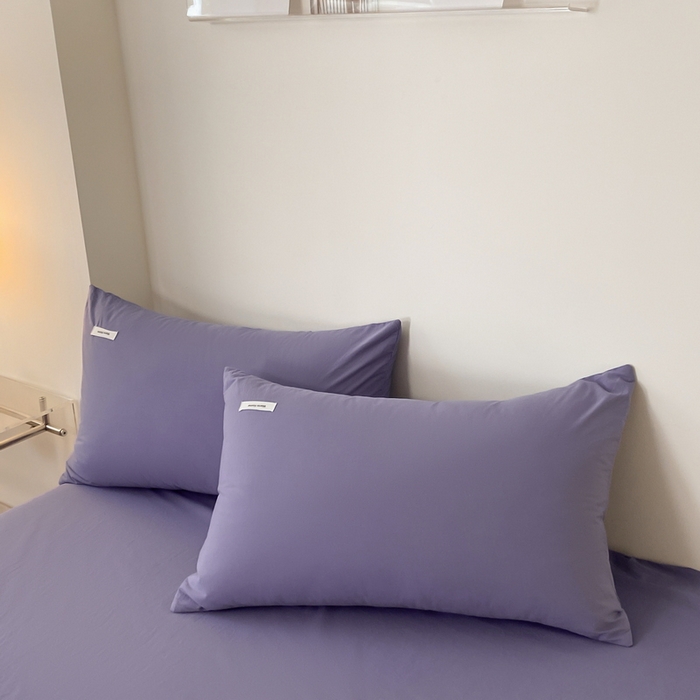 91家纺网 家纺一手货源 找家纺 蓝邻家纺 2025新款A类全棉纯棉水洗棉纯色贴标系列四件套-风格二 优雅紫