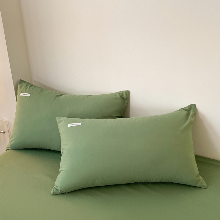 91家纺网 家纺一手货源 找家纺 蓝邻家纺 2025新款A类全棉纯棉水洗棉纯色贴标系列四件套-风格二 时尚绿