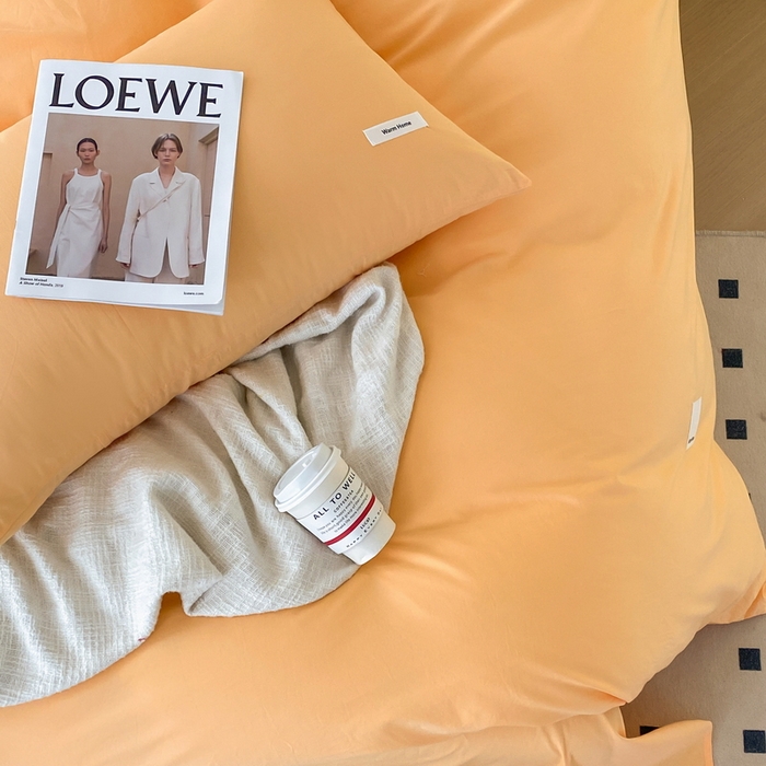 91家纺网 家纺一手货源 找家纺 蓝邻家纺 2025新款A类全棉纯棉水洗棉纯色贴标系列四件套-风格二 小雏菊