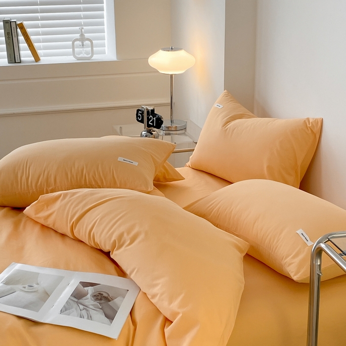 91家纺网 家纺一手货源 找家纺 蓝邻家纺 2025新款A类全棉纯棉水洗棉纯色贴标系列四件套-风格二 小雏菊