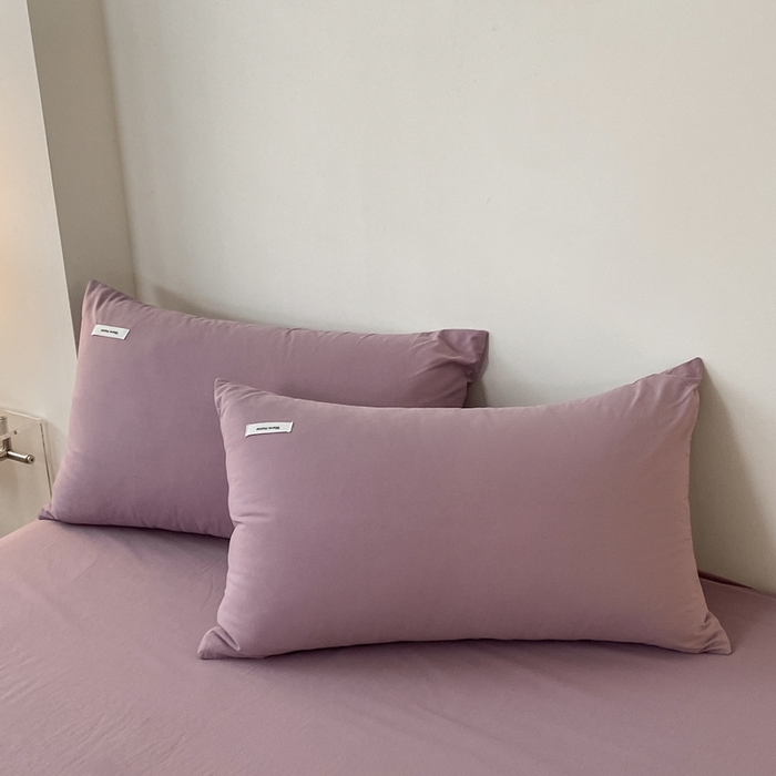 91家纺网 家纺一手货源 找家纺 蓝邻家纺 2025新款A类全棉纯棉水洗棉纯色贴标系列四件套-风格二 千黛紫