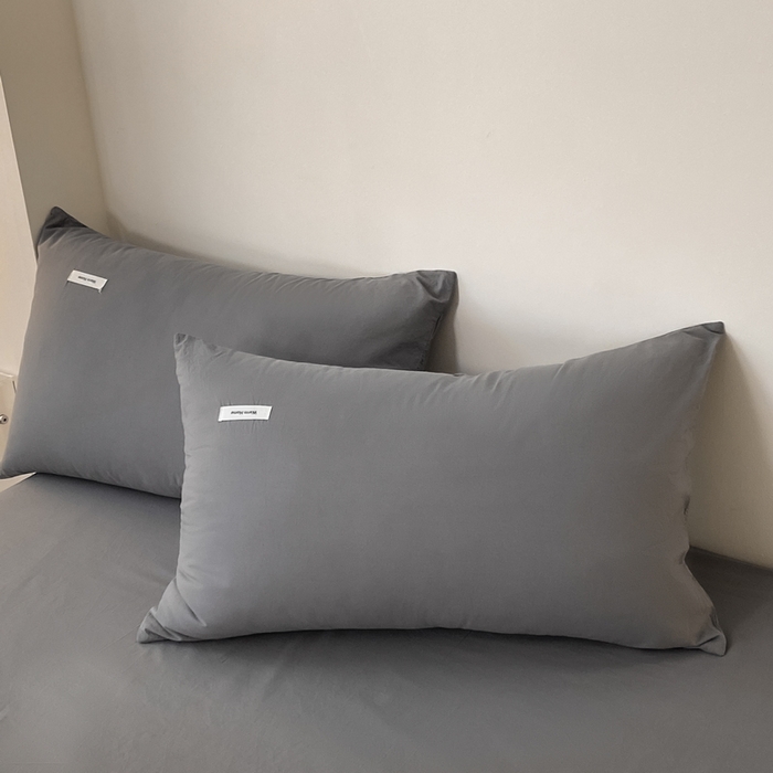 91家纺网 家纺一手货源 找家纺 蓝邻家纺 2025新款A类全棉纯棉水洗棉纯色贴标系列四件套-风格二 星辰灰