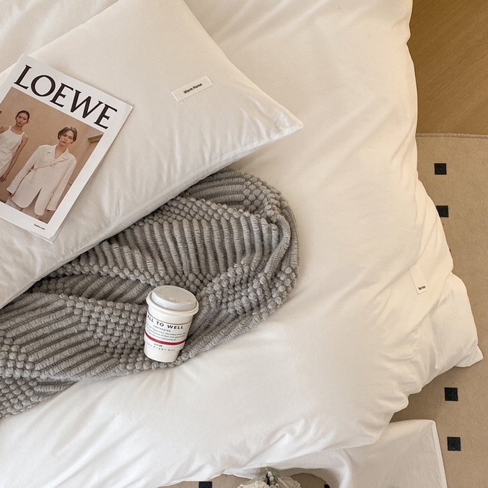 91家纺网 家纺一手货源 找家纺 蓝邻家纺 2025新款A类全棉纯棉水洗棉纯色贴标系列四件套-风格二 贵族白