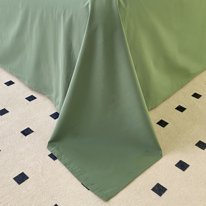 91家纺网 家纺一手货源 找家纺 蓝邻家纺 2025新款A类全棉纯棉水洗棉纯色贴标系列四件套-风格二 时尚绿