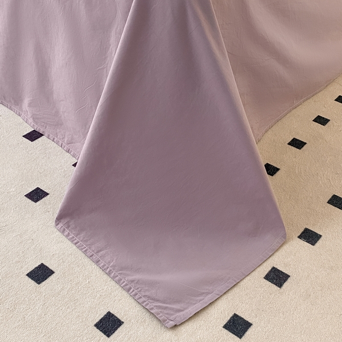 91家纺网 家纺一手货源 找家纺 蓝邻家纺 2025新款A类全棉纯棉水洗棉纯色贴标系列四件套-风格二 千黛紫