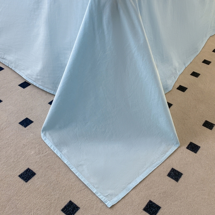 91家纺网 家纺一手货源 找家纺 蓝邻家纺 2025新款A类全棉纯棉水洗棉纯色贴标系列四件套-风格二 粉末蓝