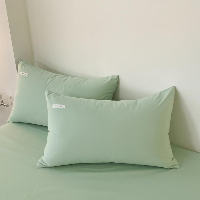 91家纺网 家纺一手货源 找家纺 蓝邻家纺 2025新款A类全棉纯棉水洗棉纯色贴标系列四件套-风格二 丝绒绿