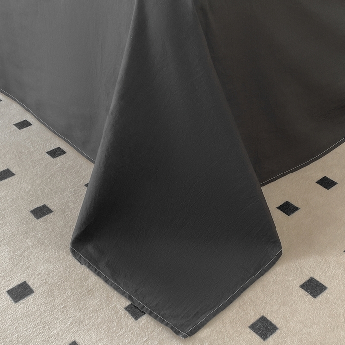 91家纺网 家纺一手货源 找家纺 蓝邻家纺 2025新款A类全棉纯棉水洗棉纯色贴标系列四件套-风格二 高级灰