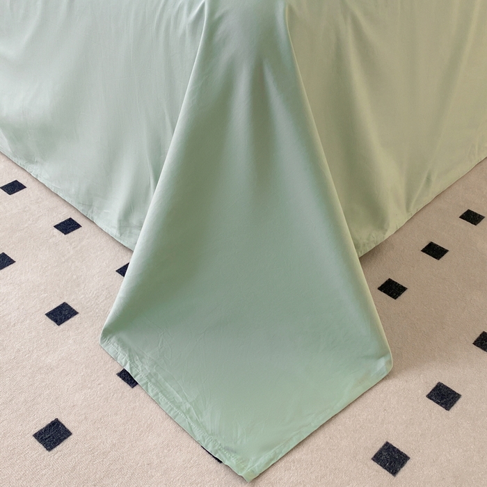 91家纺网 家纺一手货源 找家纺 蓝邻家纺 2025新款A类全棉纯棉水洗棉纯色贴标系列四件套-风格二 丝绒绿