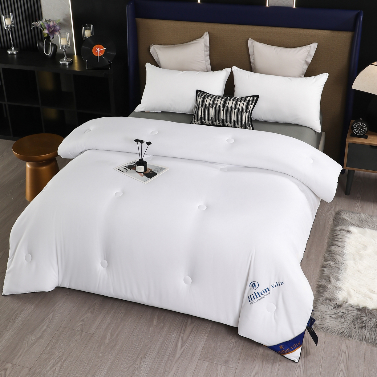 91家纺网 家纺一手货源 找家纺 寝美资家居 2025新款棉丝被子被芯-希尔顿 希尔顿-白色