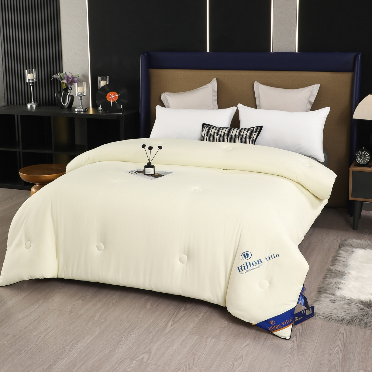91家纺网 家纺一手货源 找家纺 寝美资家居 2025新款棉丝被子被芯-希尔顿 希尔顿-米白