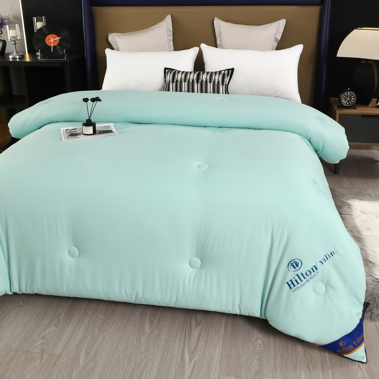 91家纺网 家纺一手货源 找家纺 寝美资家居 2025新款棉丝被子被芯-希尔顿 希尔顿-绿色