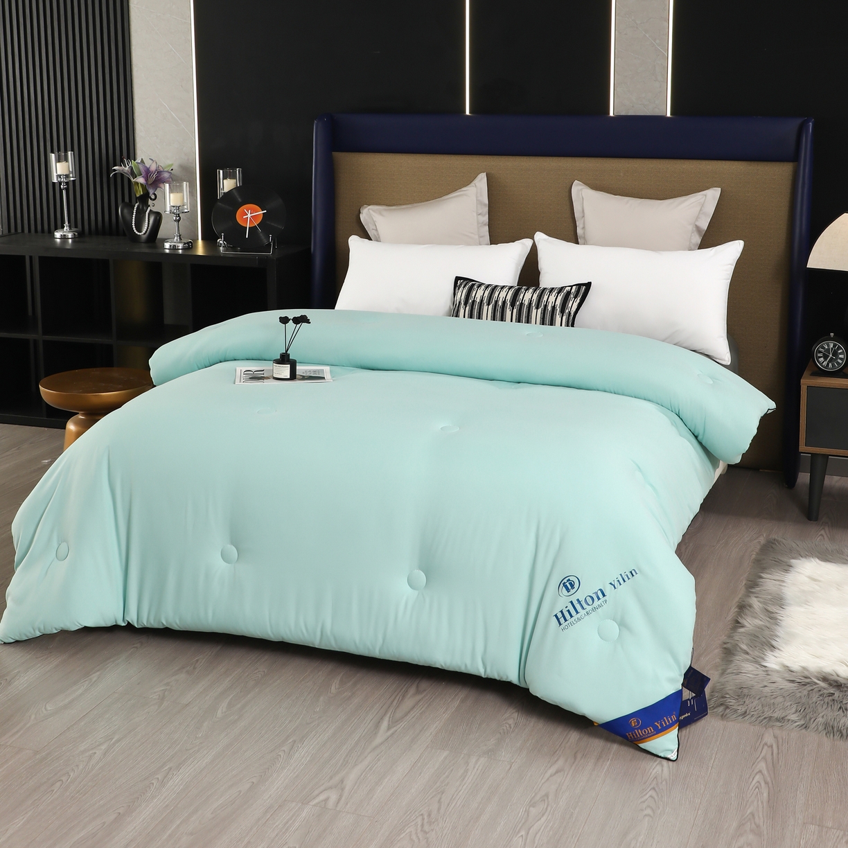 91家纺网 家纺一手货源 找家纺 寝美资家居 2025新款棉丝被子被芯-希尔顿 希尔顿-绿色