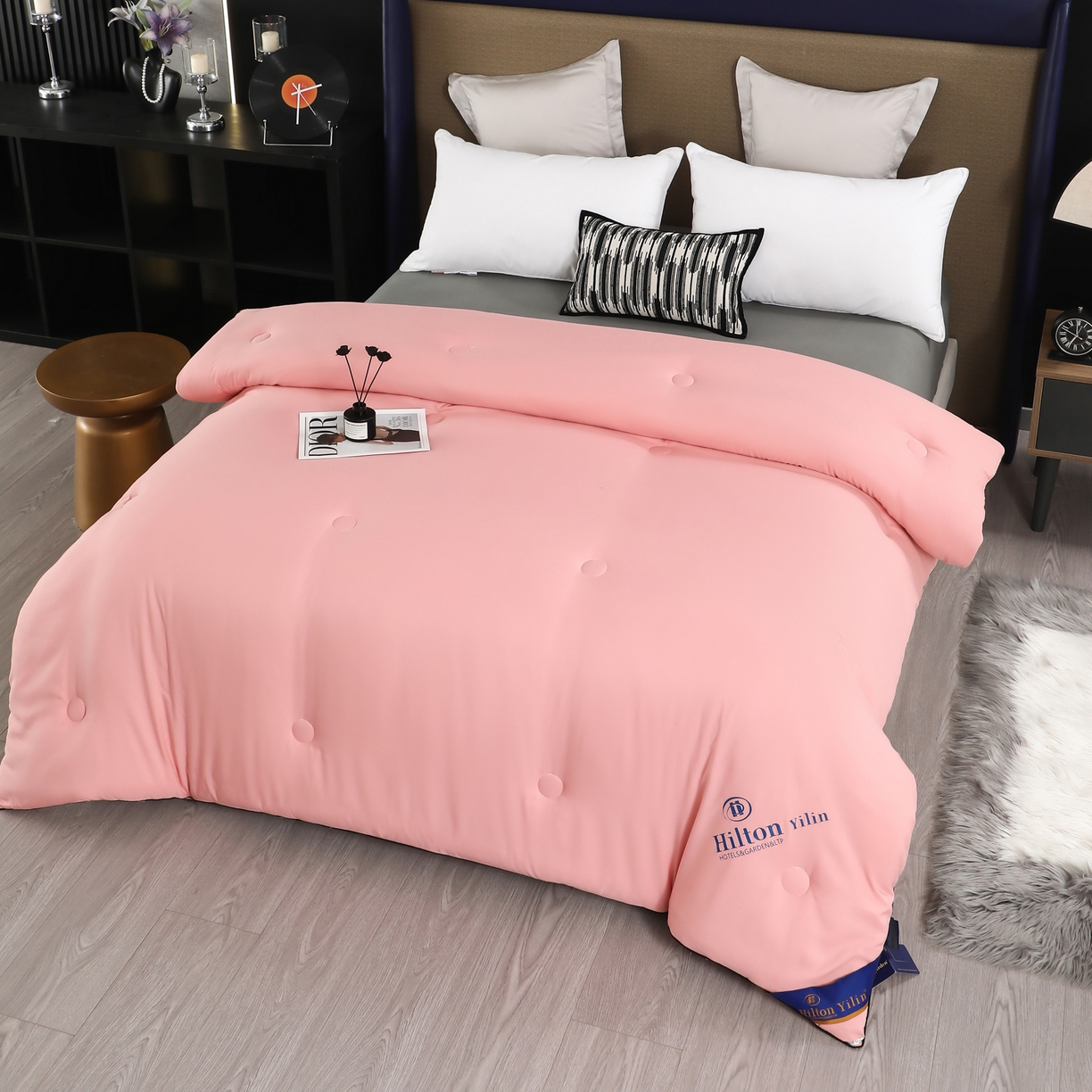 91家纺网 家纺一手货源 找家纺 寝美资家居 2025新款棉丝被子被芯-希尔顿 希尔顿-豆沙