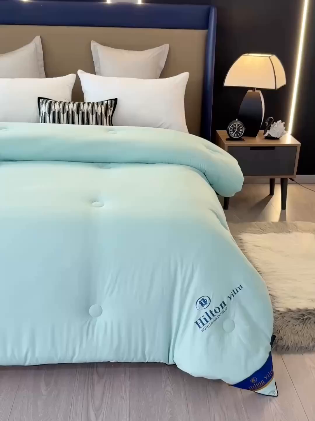 91家纺网 家纺一手货源 找家纺 寝美资家居 2025新款棉丝被子被芯-希尔顿 希尔顿-绿色