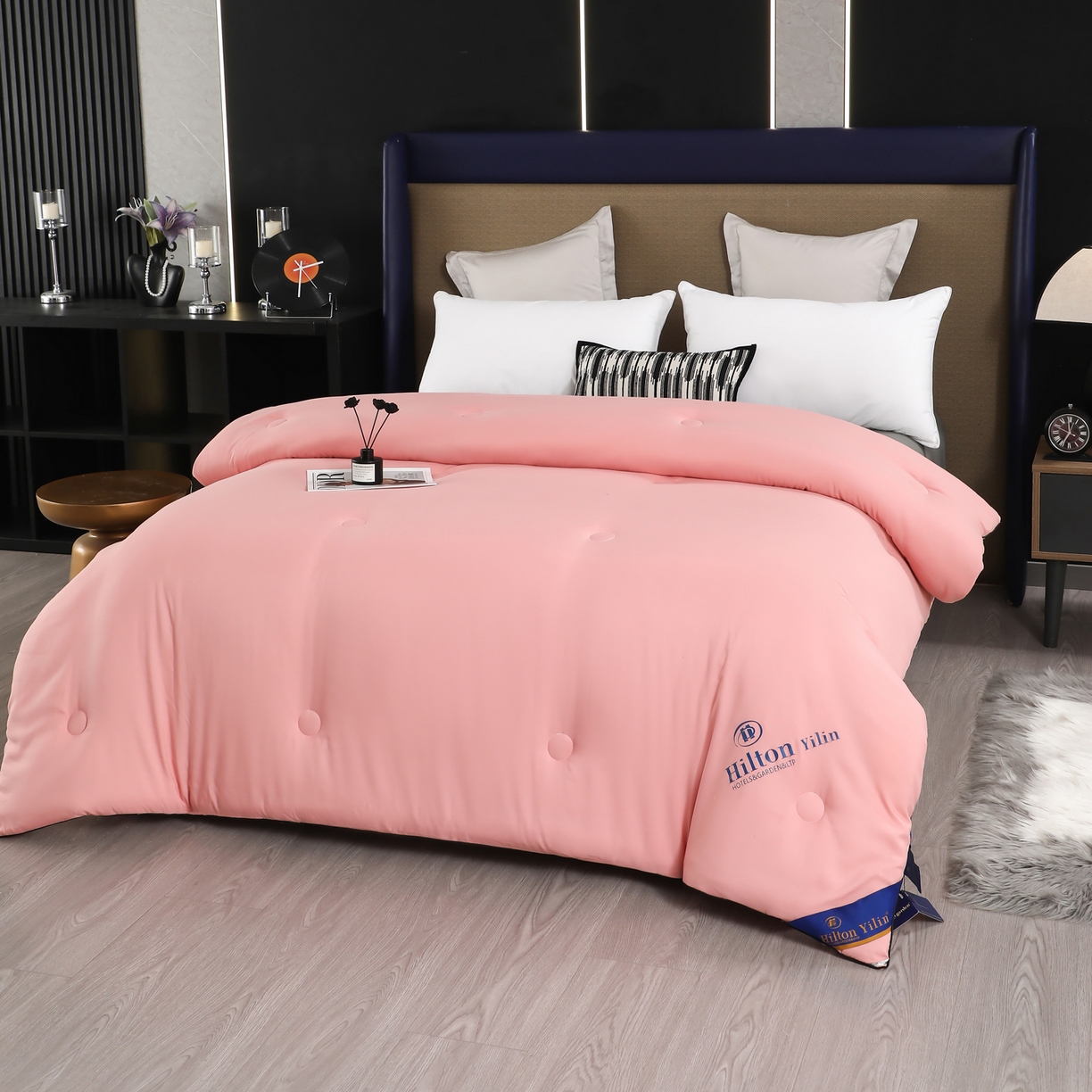 91家纺网 家纺一手货源 找家纺 寝美资家居 2025新款棉丝被子被芯-希尔顿 希尔顿-豆沙