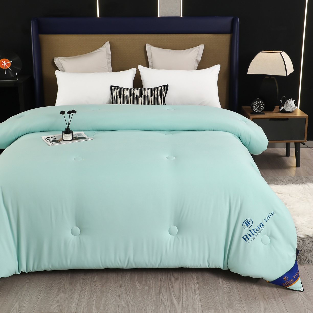 91家纺网 家纺一手货源 找家纺 寝美资家居 2025新款棉丝被子被芯-希尔顿 希尔顿-绿色
