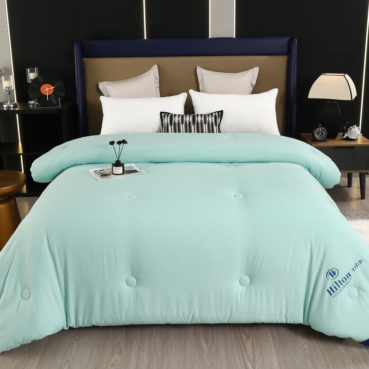 91家纺网 家纺一手货源 找家纺 寝美资家居 2025新款棉丝被子被芯-希尔顿 希尔顿-绿色