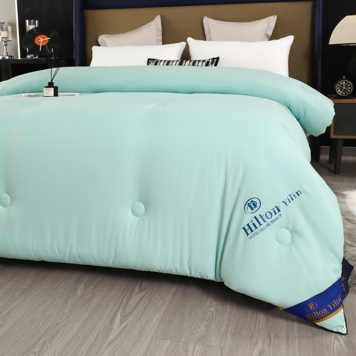 91家纺网 家纺一手货源 找家纺 寝美资家居 2025新款棉丝被子被芯-希尔顿 希尔顿-绿色