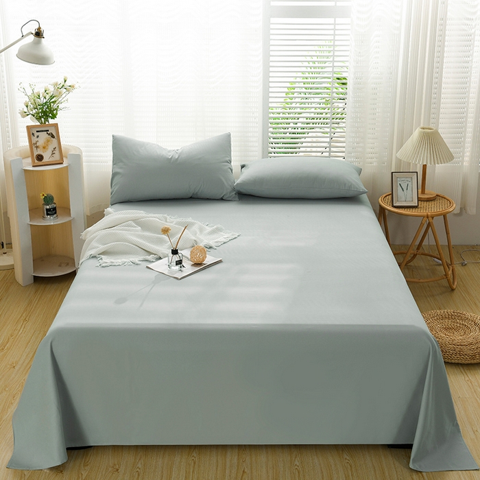 91家纺网 家纺一手货源 找家纺 蓝邻家纺 2025新款全棉纯棉磨毛简约系列单床单 水蓝