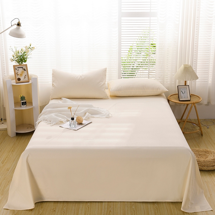 91家纺网 家纺一手货源 找家纺 蓝邻家纺 2025新款全棉纯棉磨毛简约系列单床单 奶油黄