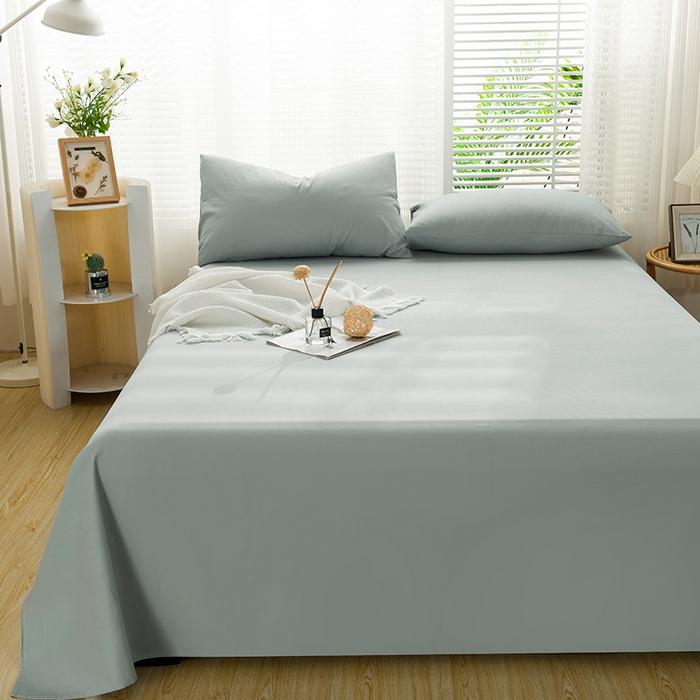 91家纺网 家纺一手货源 找家纺 蓝邻家纺 2025新款全棉纯棉磨毛简约系列单床单 水蓝