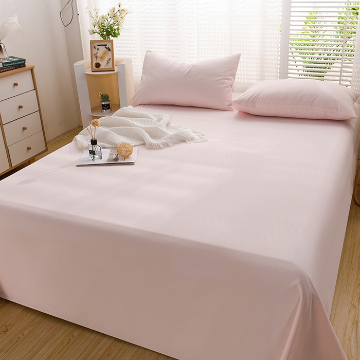 91家纺网 家纺一手货源 找家纺 蓝邻家纺 2025新款全棉纯棉磨毛简约系列单床单 桃花粉