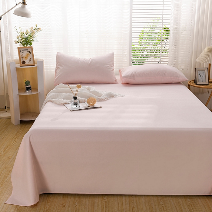 91家纺网 家纺一手货源 找家纺 蓝邻家纺 2025新款全棉纯棉磨毛简约系列单床单 桃花粉